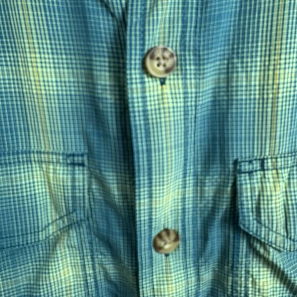 Duluth Trading Co Green Plaid Button Down Shirt Short Sleeve Mens M EUC - Picture 3 of 6